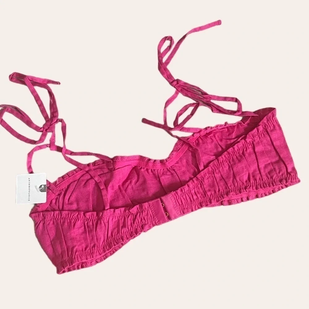 Anthropologie Ruched Hot Pink Barbiecore Sweetheart Bralette Size M NWT